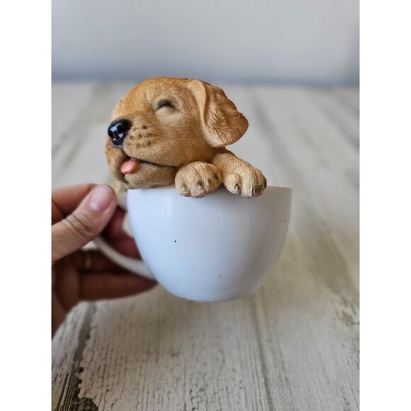 Lab puppy statue teacup cup mug realistic life-like decor dog - Picture 7 of 7